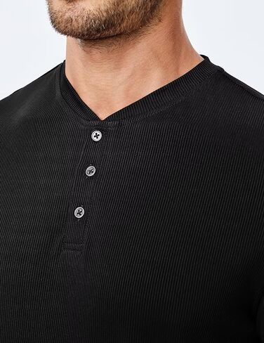 قميص Henley للرجال Fall Crewneck Solid Clear Slim Fit Long Sleeve Thirts Button Up Tees Tees in Kuwait