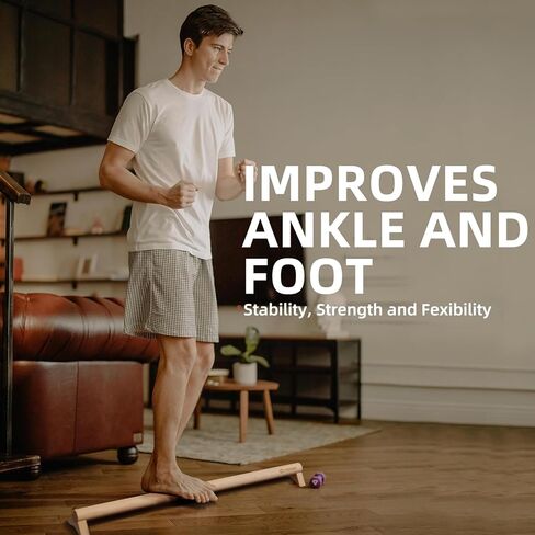 Versatile 40 Inch Beech Wood Balance Beam for Plantar Fasciitis, Heel spur at Home - Enhance Balance, Ankle Foot Strength, Flexibility for All Ages in Saudi Arabia