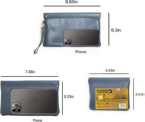 Genuine Leather Wristlet Handbags Purses Cell Phone Pocket Clutch Wallet Coin Purse For Men Women in Saudi Arabia