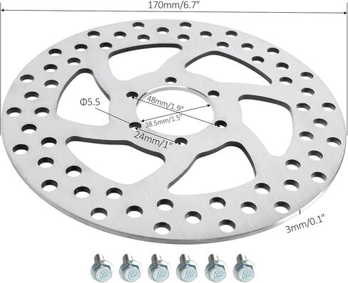 6 Stud Disc Brake Plate Rotor for 47cc 49cc 2 Stroke Pocket Bike Mini Dirt Bike Gas Electric Scooter ATV Quad Go Kart Chopper (170mm OD, 38.5mm ID) in Saudi Arabia