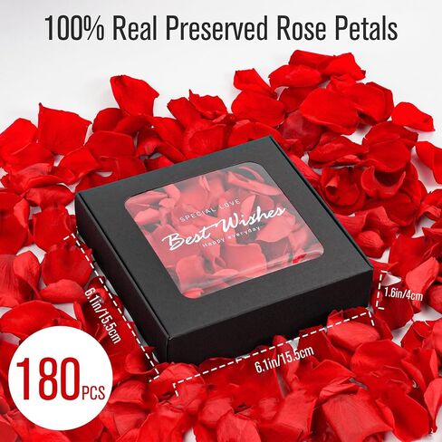 Rosaura Real Preserved Rose Petals 50g(1.75oz) for Wedding Decor, Romantic Nights - Includes Bonus Lucky Surprise Pack! (red) in Kuwait