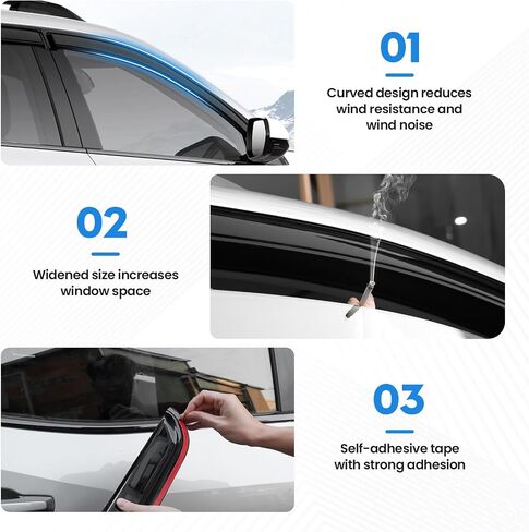 واقيات المطر Accord - واقيات النوافذ لسيارة Honda Accord 2008-2017، واقيات المطر للنافذة الجانبية خارج القناة لملحقات Accord، 4 قطع، أسود، ملحقات السيارة in Saudi Arabia