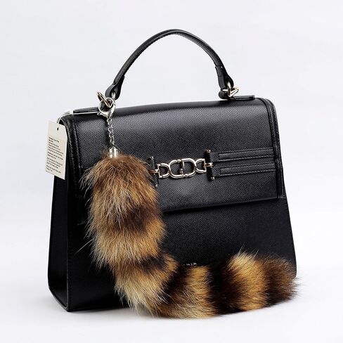 Raccoon Tail Keychain - Real Fur, Soft Dark Brown and Black Key Ring - Gift for Fox Wolf Cosplay, Fairy Costumes, Coat & Hat Accessories (1PCS, 30cm, NEW) in Saudi Arabia