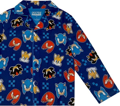 Sonic The Hedgehog Boy's Pajama Set - 2 Piece Boys Flannel Coat Style Matching PJs, Kids Button Down Family Christmas Pajamas in Kuwait