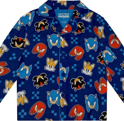 Sonic The Hedgehog Boy's Pajama Set - 2 Piece Boys Flannel Coat Style Matching PJs, Kids Button Down Family Christmas Pajamas in Kuwait