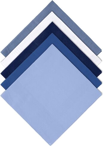 Giantree 5-Pack of Pocket Squares for Men, Blue and White Men's Cotton Handkerchiefs, 15.7-Inch Men's Handkerchiefs, Pure Cotton Machine Washable, Soft Pocket Square for Formal Everyday Wear in Saudi Arabia