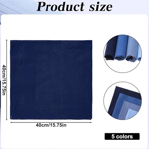 Giantree 5-Pack of Pocket Squares for Men, Blue and White Men's Cotton Handkerchiefs, 15.7-Inch Men's Handkerchiefs, Pure Cotton Machine Washable, Soft Pocket Square for Formal Everyday Wear in Saudi Arabia
