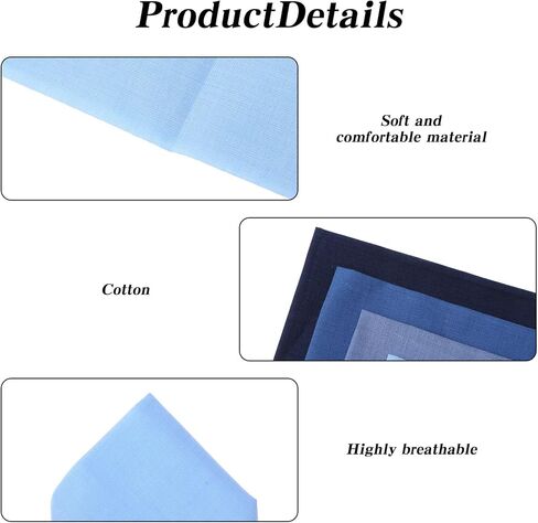Giantree 5-Pack of Pocket Squares for Men, Blue and White Men's Cotton Handkerchiefs, 15.7-Inch Men's Handkerchiefs, Pure Cotton Machine Washable, Soft Pocket Square for Formal Everyday Wear in Saudi Arabia