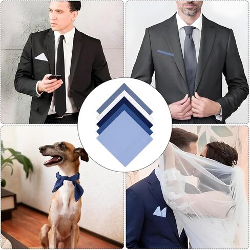 Giantree 5-Pack of Pocket Squares for Men, Blue and White Men's Cotton Handkerchiefs, 15.7-Inch Men's Handkerchiefs, Pure Cotton Machine Washable, Soft Pocket Square for Formal Everyday Wear in Saudi Arabia
