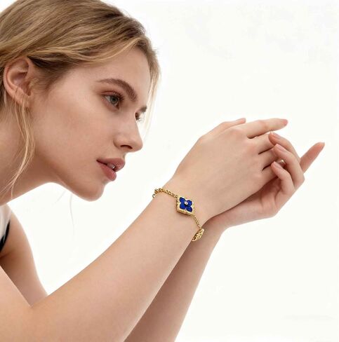 Gold Bracelets for Women Clover Charm Bracelet 16K Gold Plated Dainty Chain Clover Bracelet Jewelry Gifts for Women in Kuwait