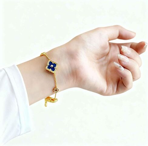 Gold Bracelets for Women Clover Charm Bracelet 16K Gold Plated Dainty Chain Clover Bracelet Jewelry Gifts for Women in Kuwait