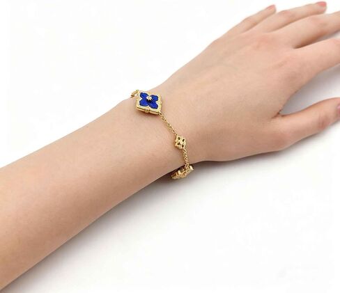 Gold Bracelets for Women Clover Charm Bracelet 16K Gold Plated Dainty Chain Clover Bracelet Jewelry Gifts for Women in Kuwait