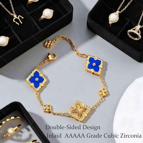 Gold Bracelets for Women Clover Charm Bracelet 16K Gold Plated Dainty Chain Clover Bracelet Jewelry Gifts for Women in Kuwait