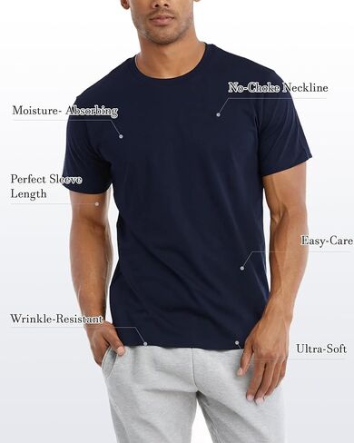 Cotton T-Shirts for Men 3Pack, Mens Basic T Shirts Short Sleeve Classic Fit Multipack Mens Basic Tees in Kuwait