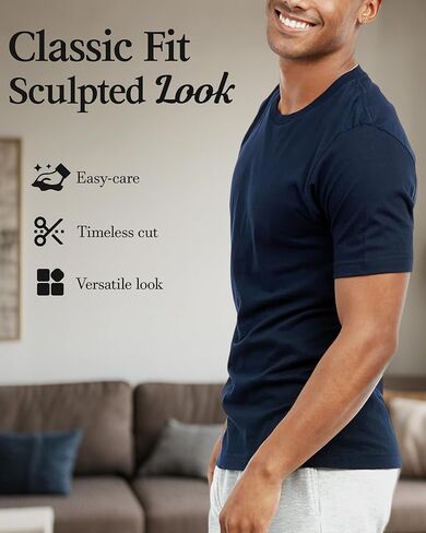 Cotton T-Shirts for Men 3Pack, Mens Basic T Shirts Short Sleeve Classic Fit Multipack Mens Basic Tees in Kuwait