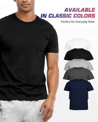 Cotton T-Shirts for Men 3Pack, Mens Basic T Shirts Short Sleeve Classic Fit Multipack Mens Basic Tees in Kuwait
