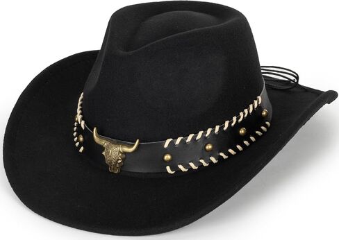 Kids Western Cowgirl Cowboy Hat - Retro Wide-Brim Felt Fedora Jazz-Hat for 3-7 Years Boys Girls in Saudi Arabia