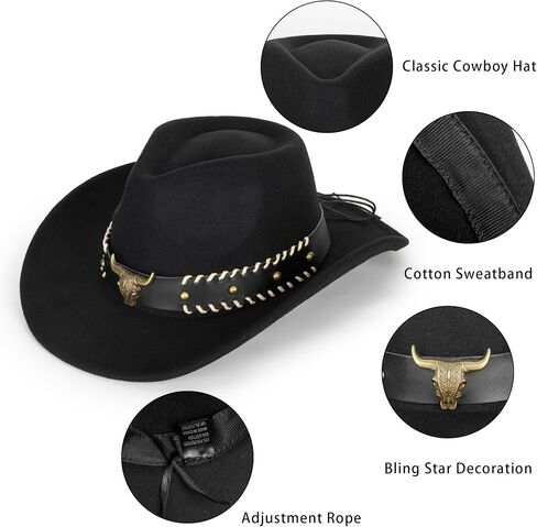 Kids Western Cowgirl Cowboy Hat - Retro Wide-Brim Felt Fedora Jazz-Hat for 3-7 Years Boys Girls in Saudi Arabia