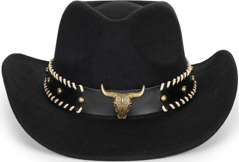Kids Western Cowgirl Cowboy Hat - Retro Wide-Brim Felt Fedora Jazz-Hat for 3-7 Years Boys Girls in Saudi Arabia