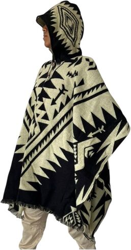 Alpaca Poncho Unisex – Handmade Andean Hooded Poncho | Traditional Alpaca Wool Blanket Cape for Men & Women, Warm & Soft in Saudi Arabia