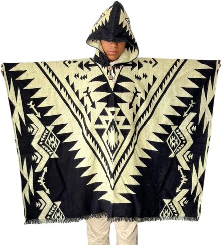 Alpaca Poncho Unisex – Handmade Andean Hooded Poncho | Traditional Alpaca Wool Blanket Cape for Men & Women, Warm & Soft in Saudi Arabia