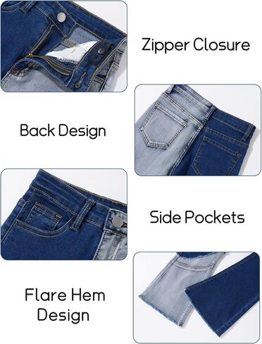 SEAUR Girls Ripped Flared Jeans Skinny School High Waist Bell Bottoms Kids Slim Trendy Casual Retro Denim Pants in Saudi Arabia