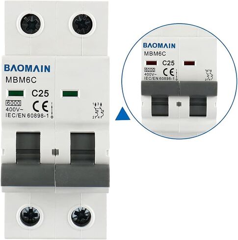Baomain Miniature Circuit Breaker 2 Pole DZ47-63 C40 AC 230V 40Amp 400V DIN Rail Mounting MCB 2P (40 Amp) in Saudi Arabia