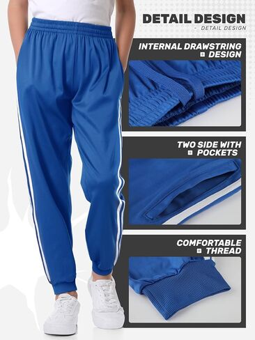 3 Pack Boys Joggers Fleece Lined Sweatpants with Pockets, Boys Athletic Pants for Youth & Kids Sports and Outdoor in Saudi Arabia