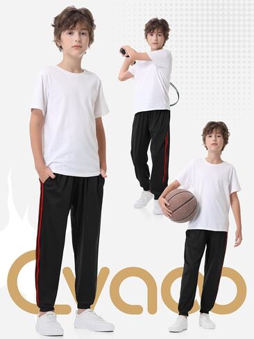 3 Pack Boys Joggers Fleece Lined Sweatpants with Pockets, Boys Athletic Pants for Youth & Kids Sports and Outdoor in Saudi Arabia