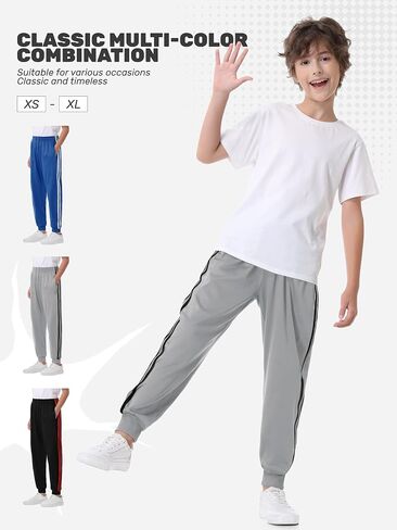 3 Pack Boys Joggers Fleece Lined Sweatpants with Pockets, Boys Athletic Pants for Youth & Kids Sports and Outdoor in Saudi Arabia