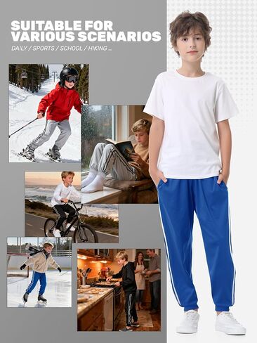 3 Pack Boys Joggers Fleece Lined Sweatpants with Pockets, Boys Athletic Pants for Youth & Kids Sports and Outdoor in Saudi Arabia