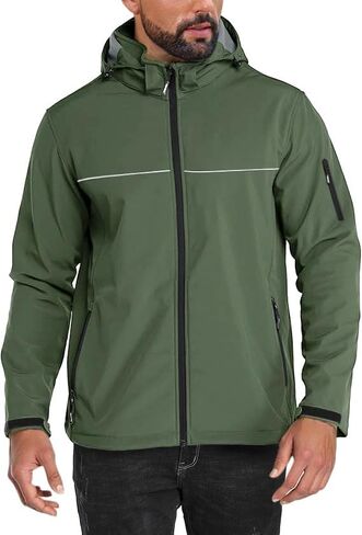 Yousify Mens Softshell سترة الصوف مبطن طفاح للطي الخفيفة الوزن الخفيفة المائية مقنعين للمريع للمشي لمسافات طويلة in Saudi Arabia
