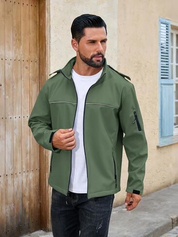 Yousify Mens Softshell سترة الصوف مبطن طفاح للطي الخفيفة الوزن الخفيفة المائية مقنعين للمريع للمشي لمسافات طويلة in Saudi Arabia