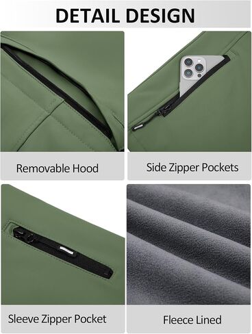 Yousify Mens Softshell سترة الصوف مبطن طفاح للطي الخفيفة الوزن الخفيفة المائية مقنعين للمريع للمشي لمسافات طويلة in Saudi Arabia