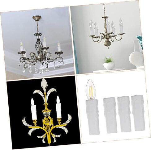 4pcs E14 Chandelier Base Cover Crystal Candle Sleeve Flanging Sleeve for Candelabra Lamps Lighting Accessories for Home Decor in Saudi Arabia