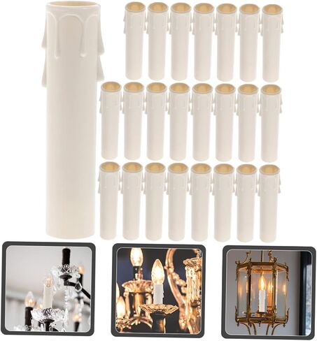 Nuobesty 24pcs مقبس الثريا يغطي أكمام شمعة طويلة φxmm لقاعدة الشمعدانات البيضاء الشمعة تغطي الإكسسوارات الثريا لقاعة الطعام غرفة المعيشة in Saudi Arabia