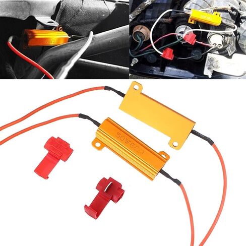 2PCS Load Resistor for LED 50W 6 ohm 25W 8 ohm Wirewound Resistor Aluminum Shell Power Resistors, for Car Turn Signal lamp(50W 6OHm - 2pcs) in Saudi Arabia