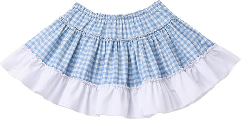 KMBANGI Adult Womens Gingham Short Skirt Pleated Ruffle A Line Plaid Mini Skirt Halloween Cosplay Costume Sissy Skirts in Saudi Arabia