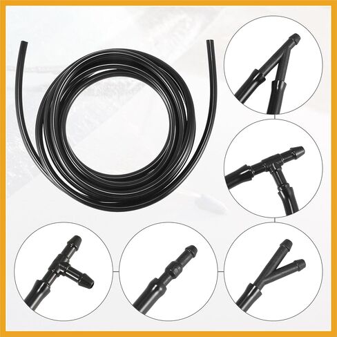 Front Windshield Washer Hose Kit Fit for Cadillac CTS with 3 Meter Washer Fluid Hose 12 Pcs Hose Connectors - Pack of 15 Black Replacement in Kuwait