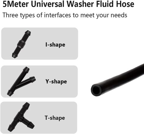 Windshield Washer Hose Kit with 16.4 Ft Washer Fluid Hose and 15 Windshield Washer Hose Connector,Rubber Windshield Washer Hose Repair Kit for Connecting Windshield Washer Nozzle in Saudi Arabia