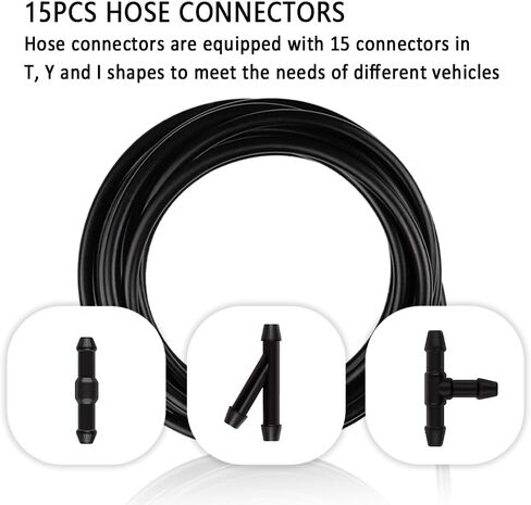 Windshield Washer Hose Kit with 16.4 Ft Washer Fluid Hose and 15 Windshield Washer Hose Connector,Rubber Windshield Washer Hose Repair Kit for Connecting Windshield Washer Nozzle in Saudi Arabia