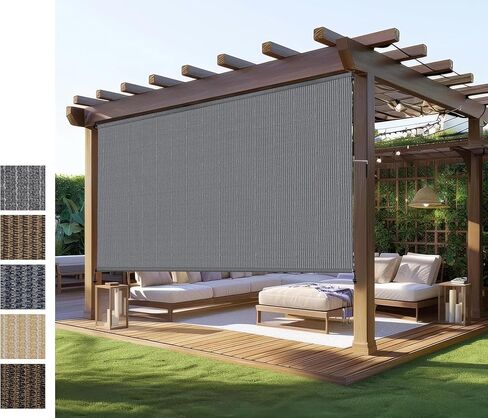Outdoor Roller Shade for Patio, Exterior Cordless Blinds Patio Shades Roll Up Outdoor Blinds Screen for Porch Gazebo Pergola Backyard Privacy Protection,UV Sun Block Fade-Resistant 10ft Wide x 8 H in Saudi Arabia