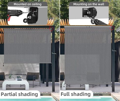 Outdoor Roller Shade for Patio, Exterior Cordless Blinds Patio Shades Roll Up Outdoor Blinds Screen for Porch Gazebo Pergola Backyard Privacy Protection,UV Sun Block Fade-Resistant 10ft Wide x 8 H in Saudi Arabia