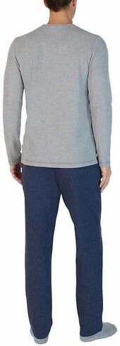Eddie Bauer Men's Pajama Set, Comfortable Raglan Shirt and Pants Sleepwear Set (Large, Grey-Blue) in Saudi Arabia