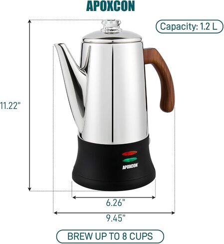 Multi Use Coffee Percolator with Heat Resistant Glass Knob, Stainless Steel Coffee Maker Using On any Stovetop Induction Stove Electric Stove Campfire Stove etc. 9 Cup in Saudi Arabia