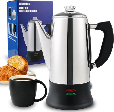 Multi Use Coffee Percolator with Heat Resistant Glass Knob, Stainless Steel Coffee Maker Using On any Stovetop Induction Stove Electric Stove Campfire Stove etc. 9 Cup in Saudi Arabia