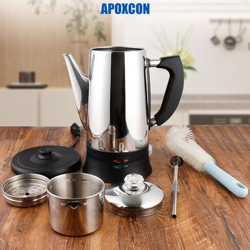 Multi Use Coffee Percolator with Heat Resistant Glass Knob, Stainless Steel Coffee Maker Using On any Stovetop Induction Stove Electric Stove Campfire Stove etc. 9 Cup in Saudi Arabia