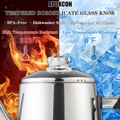 Multi Use Coffee Percolator with Heat Resistant Glass Knob, Stainless Steel Coffee Maker Using On any Stovetop Induction Stove Electric Stove Campfire Stove etc. 9 Cup in Saudi Arabia