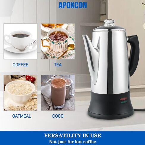 Multi Use Coffee Percolator with Heat Resistant Glass Knob, Stainless Steel Coffee Maker Using On any Stovetop Induction Stove Electric Stove Campfire Stove etc. 9 Cup in Saudi Arabia