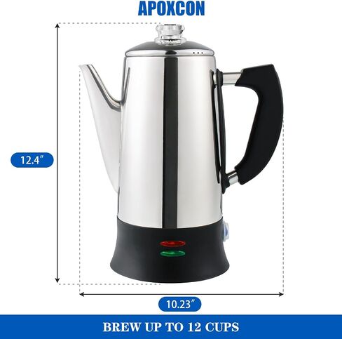 Multi Use Coffee Percolator with Heat Resistant Glass Knob, Stainless Steel Coffee Maker Using On any Stovetop Induction Stove Electric Stove Campfire Stove etc. 9 Cup in Saudi Arabia